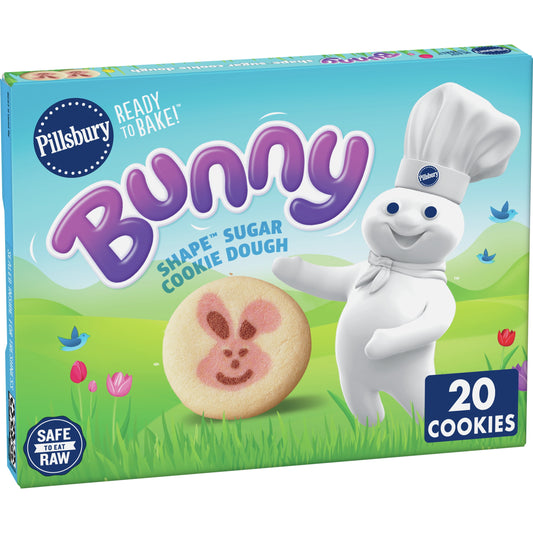 Pillsbury Ready To Bake Bunny Shape Sugar Cookie Dough, 20 Cookies, 9.1 oz