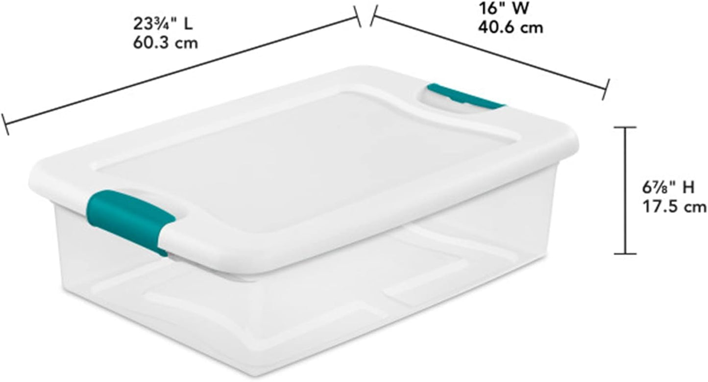 Latching Storage Box, See-Through Base, 32-Qt