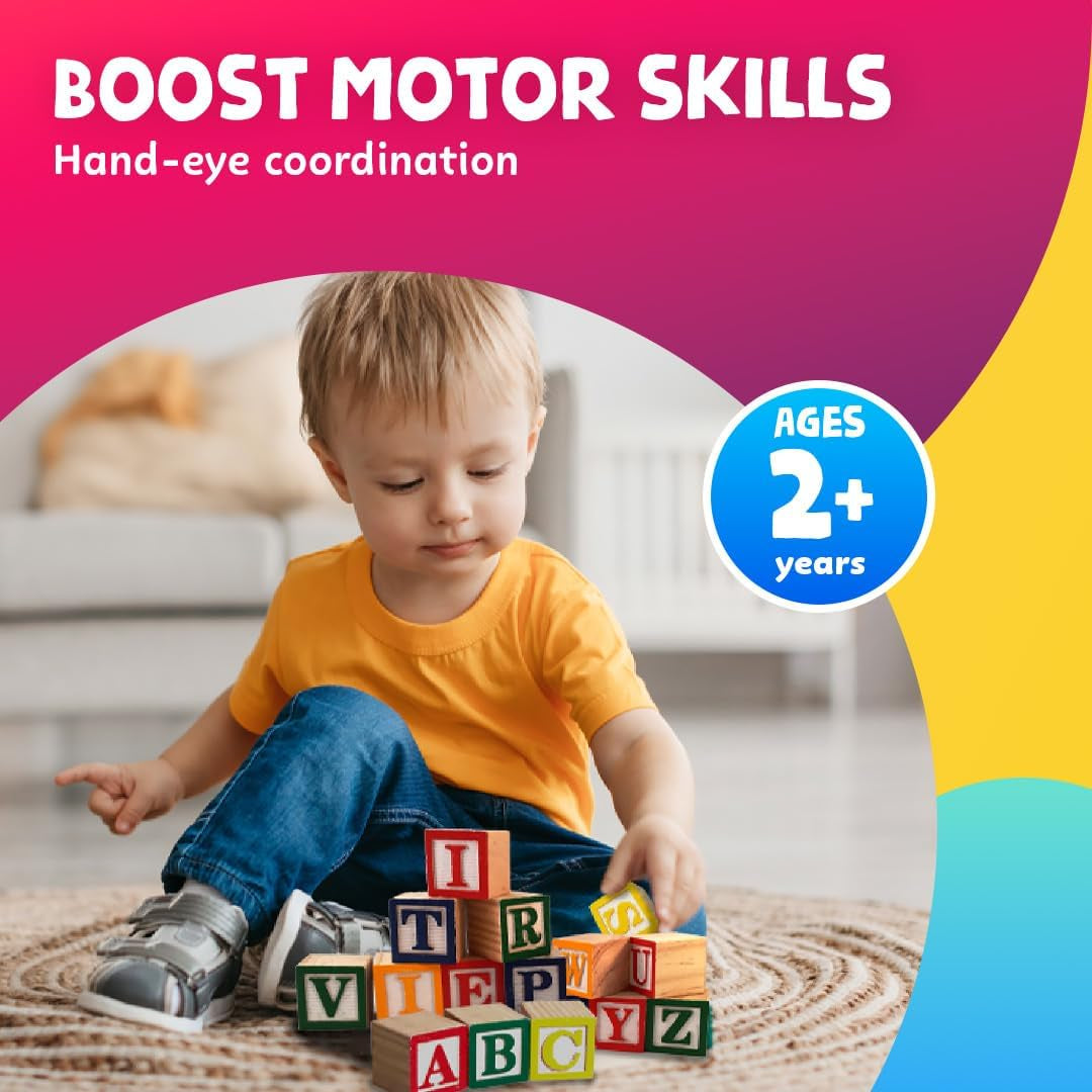 30 PCS Baby Blocks - Small Wooden ABC Blocks for Toddlers 2-5 - Alphabet Learning & Building Toys