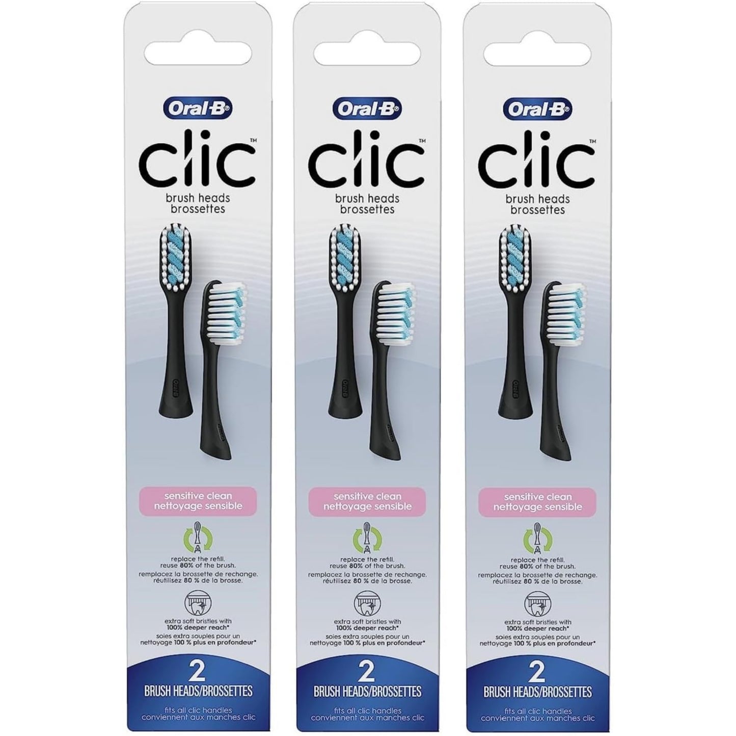 Oral-B Clic Toothbrush Sensitive Replacement Brush Heads (Pack of 3)