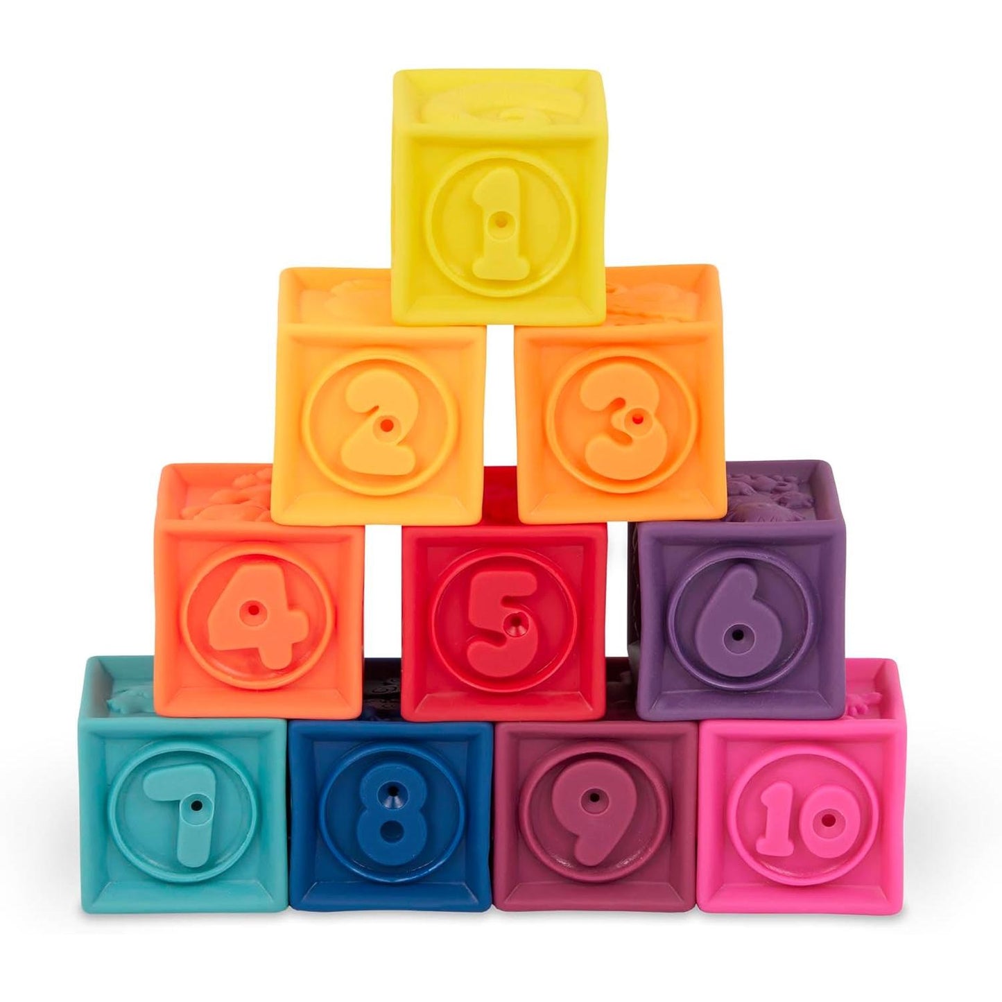 – Baby Blocks – Stacking & Building Toys for Babies – 10 Soft & Educational Blocks- Numbers, Shapes, Colors, Animals- One Two Squeeze- 6 Months +