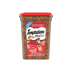 TEMPTATIONS MIXUPS Crunchy and Soft Cat Treats Backyard Cookout Flavor, 16 oz. Tub