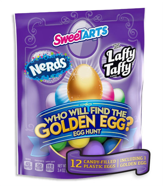 Wonka Golden Egg Hunt Plastic Candy Filled Eggs, 3.4 oz, 12 Count, Bag