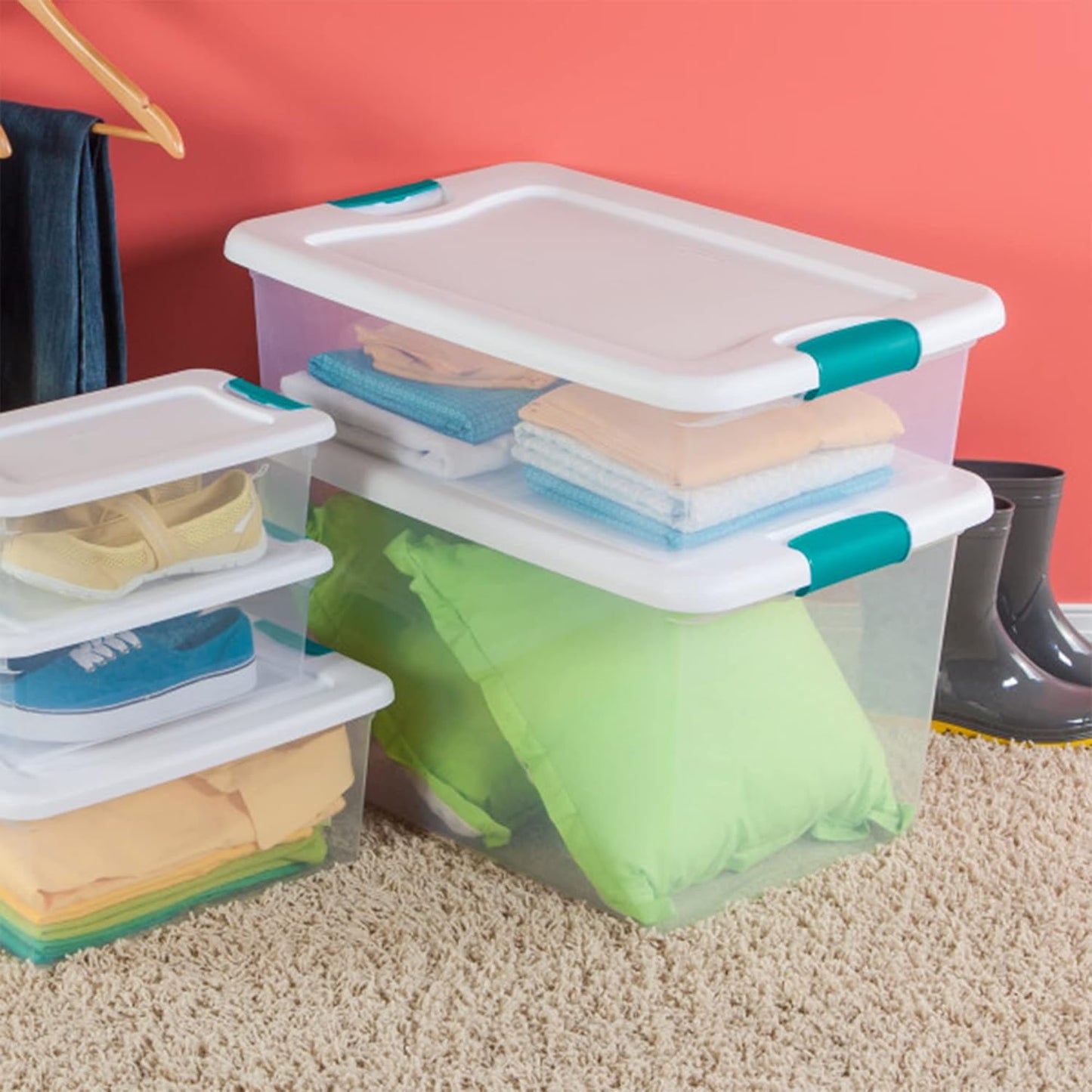 Latching Storage Box, See-Through Base, 32-Qt