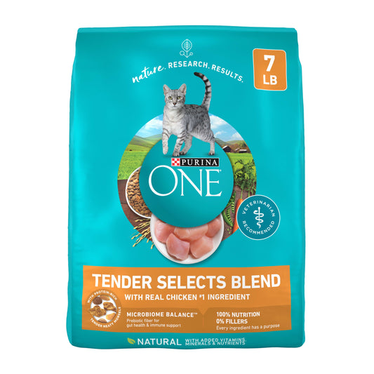 Purina ONE Tender Selects Blend With Real Chicken Digestive Natural Dry Cat Food, 7 lb. Bag