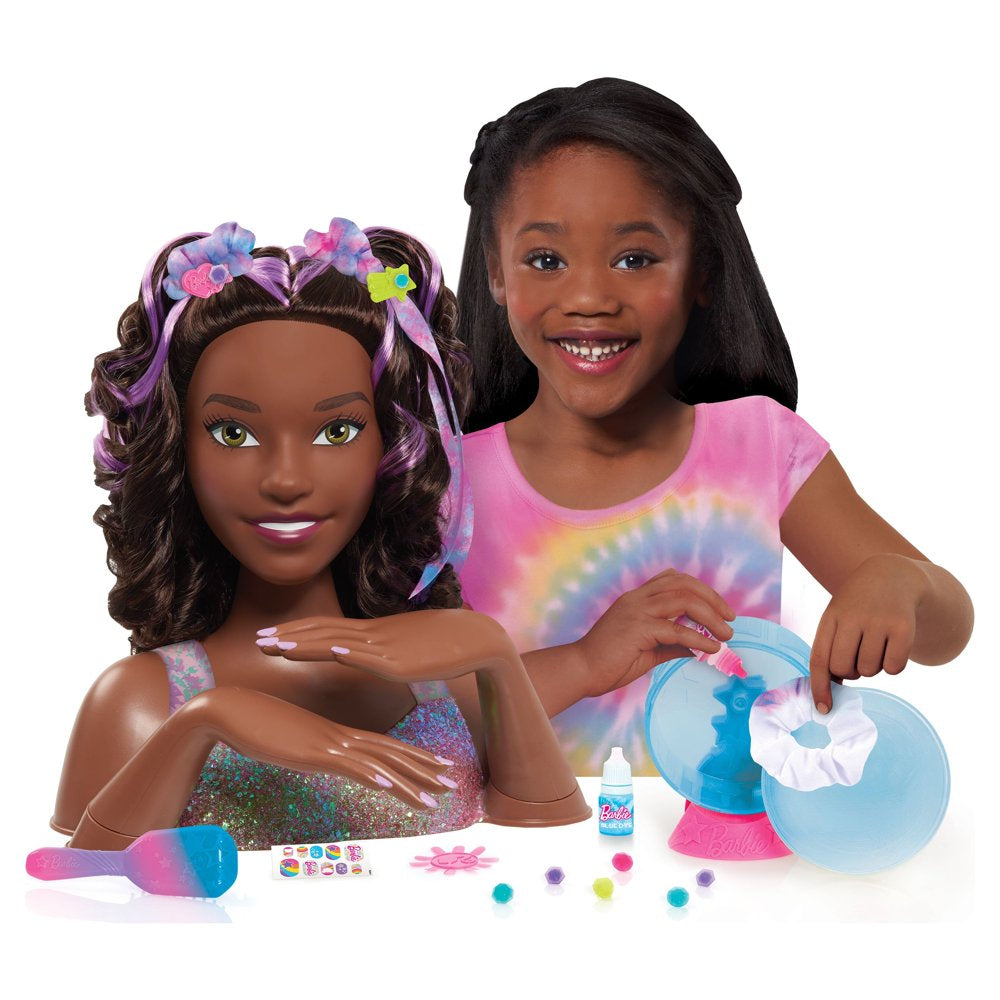 Tie-Dye Deluxe 21-Piece Styling Head, Black Hair, Includes 2 Non-Toxic Dye Colors, Kids Toys for Ages 3 Up, Gifts and Presents