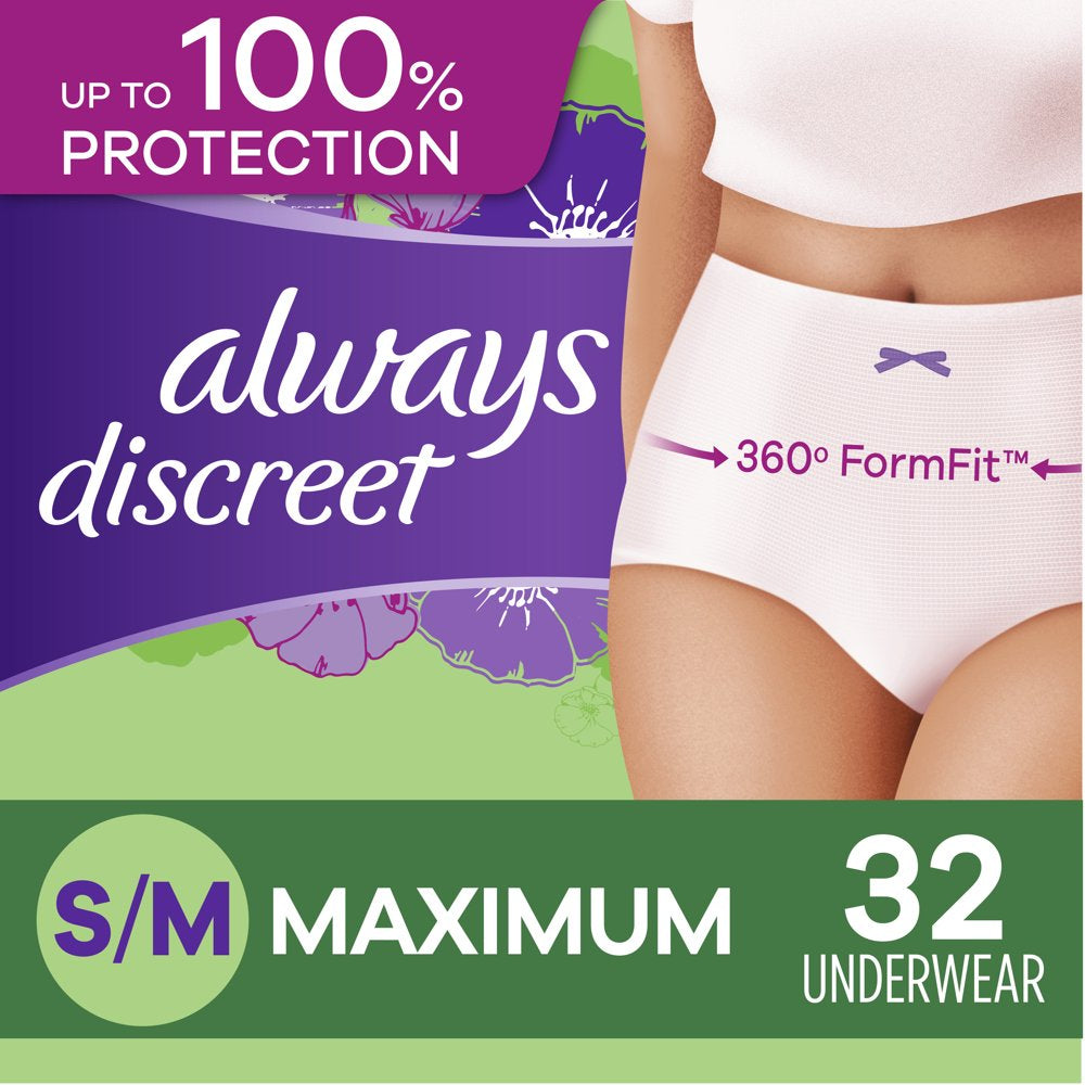Adult Incontinence Max Protection Underwear, Sm/Med, 32 Ct