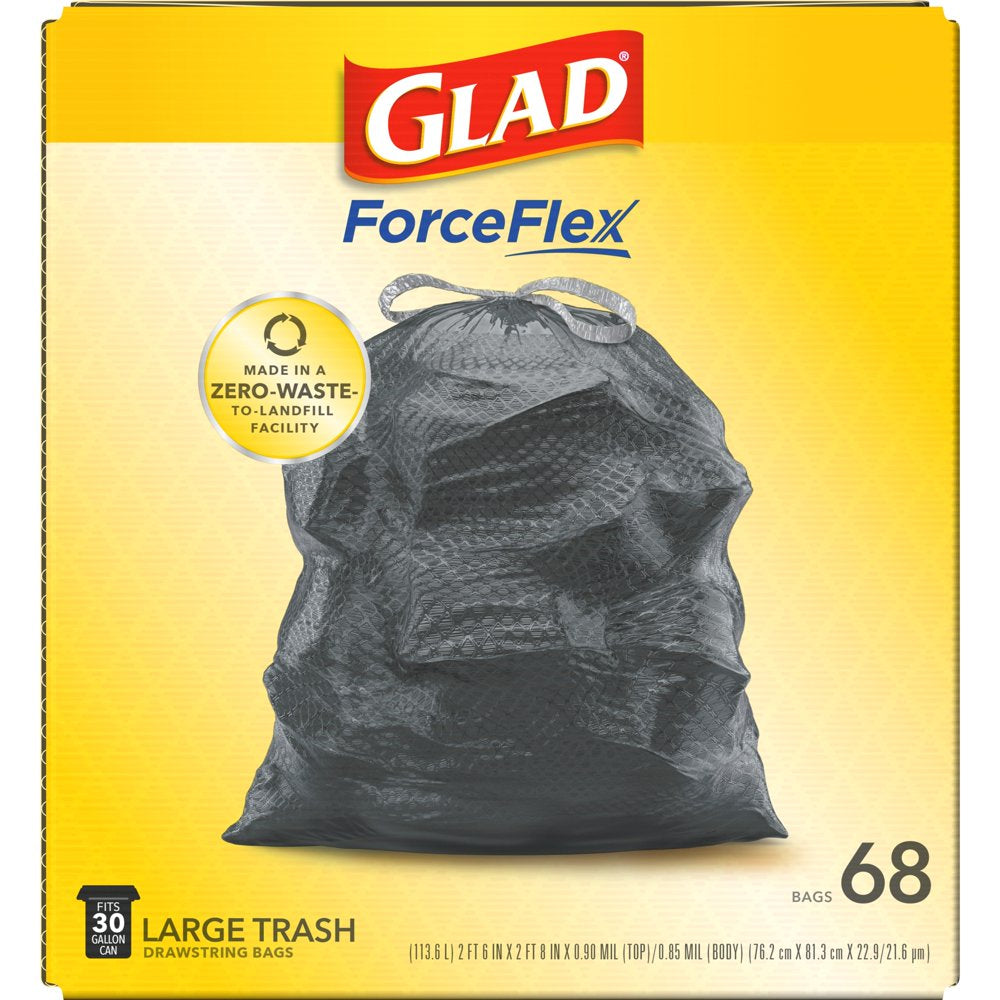 Forceflex Large Trash Bags, 30 Gallon, 68 Bags