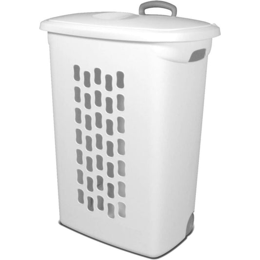 Hamper - 2 Bushel - Oval White - Wheeled