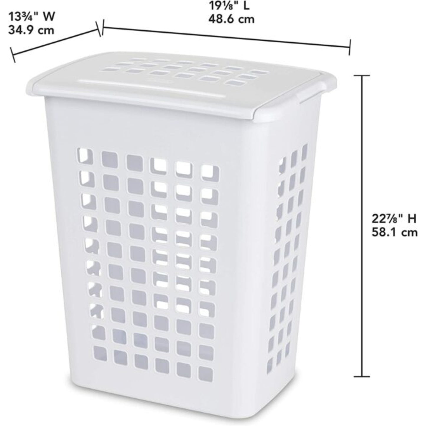 Hamper - 2.3 Bushel - Rect - White - Hinged