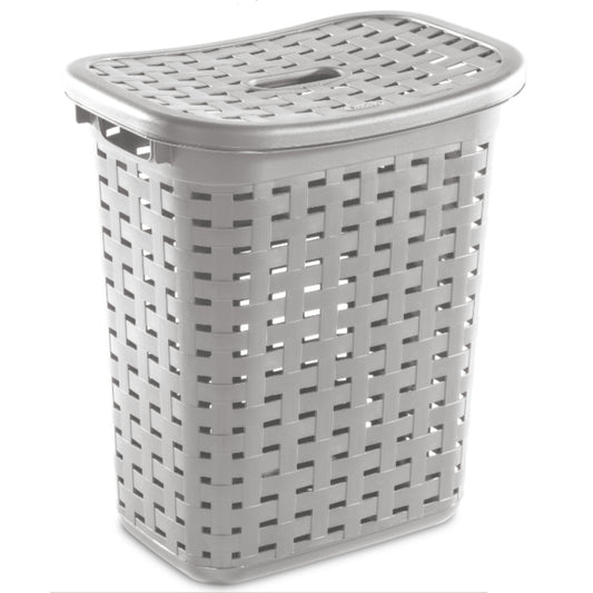 Hamper Basket Weave Style w-lid - Cement