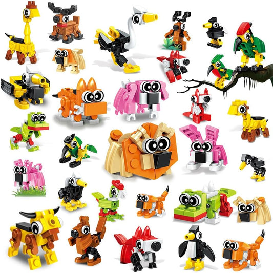 Party Favors for Kids, 20 Pack Animals Building Block Toy, Easter Gifts Goodie Bags Stocking Stuffer Classroom Prizes Building Set, Christmas Birthday Gift for Boys Girls Ages 6-12+