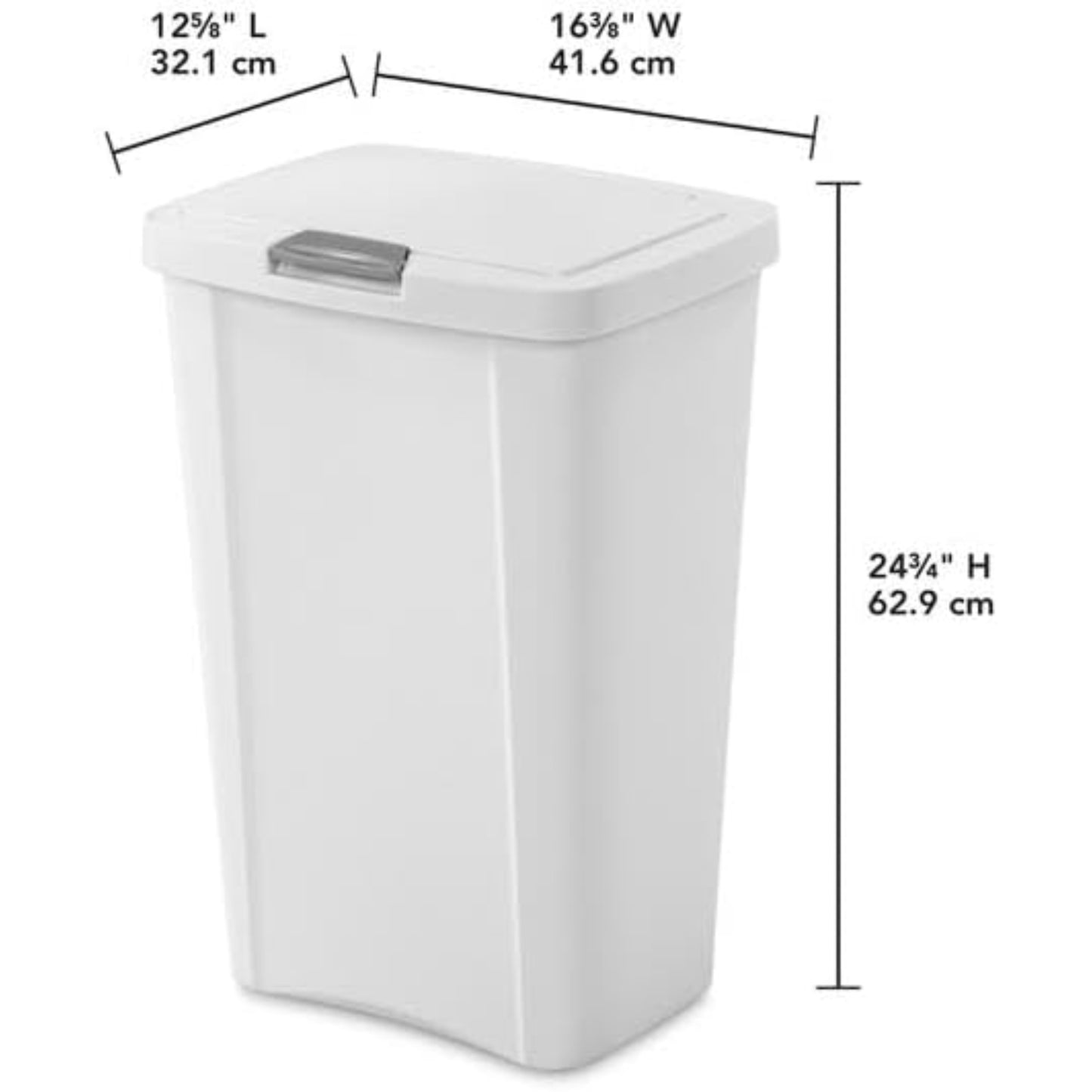 STERILITE Touch Can basket - White - 13 Gallon Basket