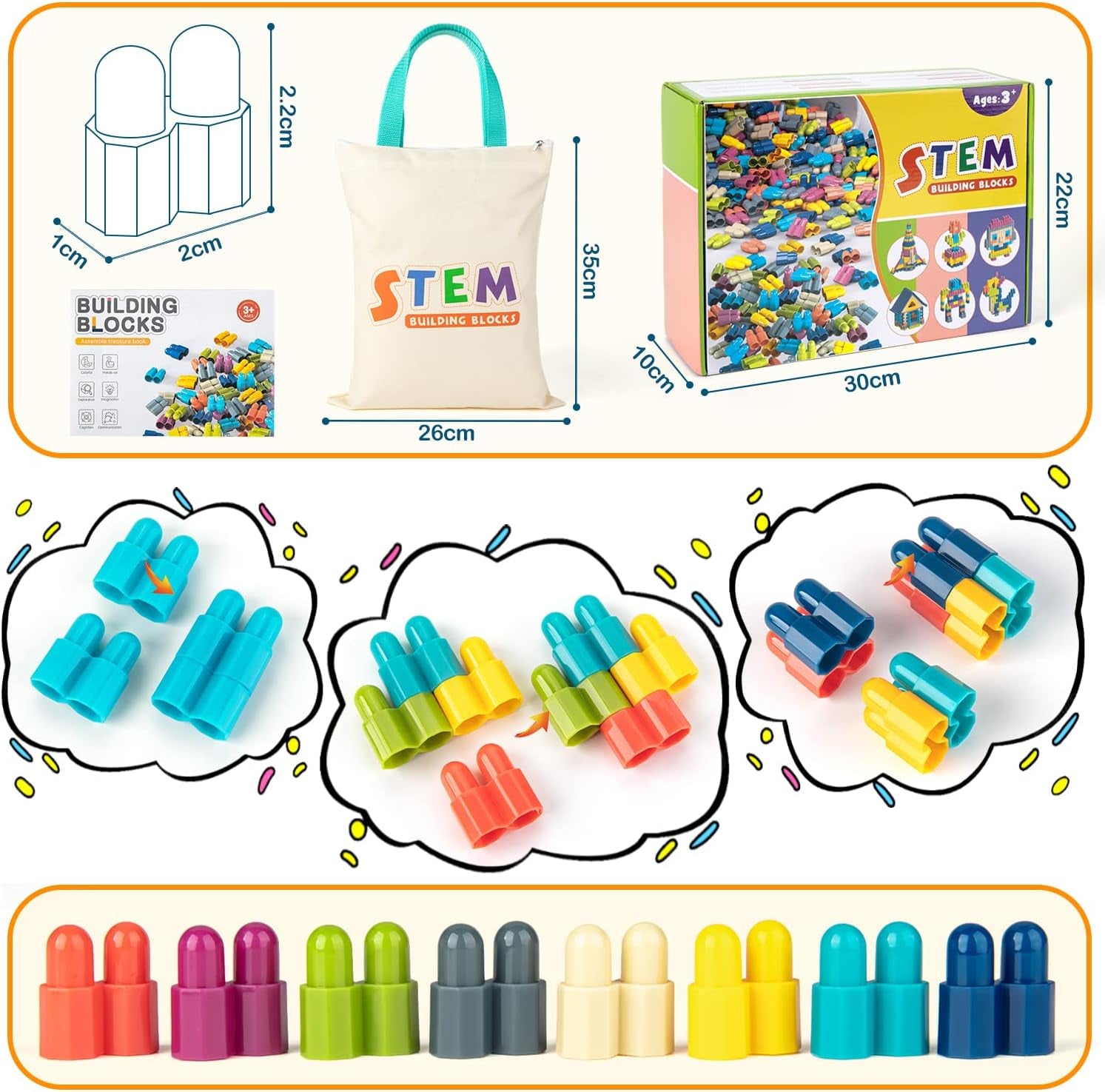 Kids 1120Pcs Building Blocks Set Educational STEM Building Toy, Construction Block Toys Set Learning Playset Kit for Boys Girls, Child Brain Development Preschool Kindergarten Toy Age 3+