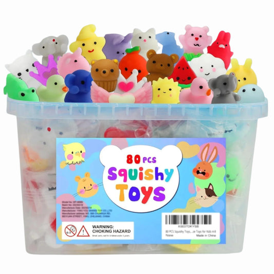 80Pcs Party Favors for Kids 4-8, Kawaii Squishies Mochi Squishy Toy Bulk Fidget Sensory Toys Birthday Gifts for Boys Girls Goodie Bag Christmas Stocking Stuffers Treasure Box Classroom Prizes