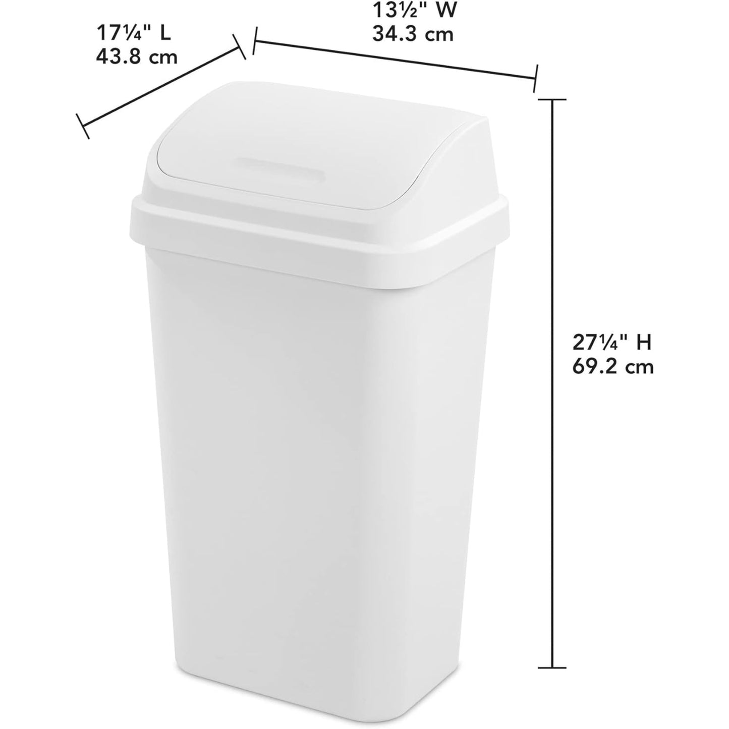 Sterilite - 13 Gallon Plastic Swing Top Wastebasket