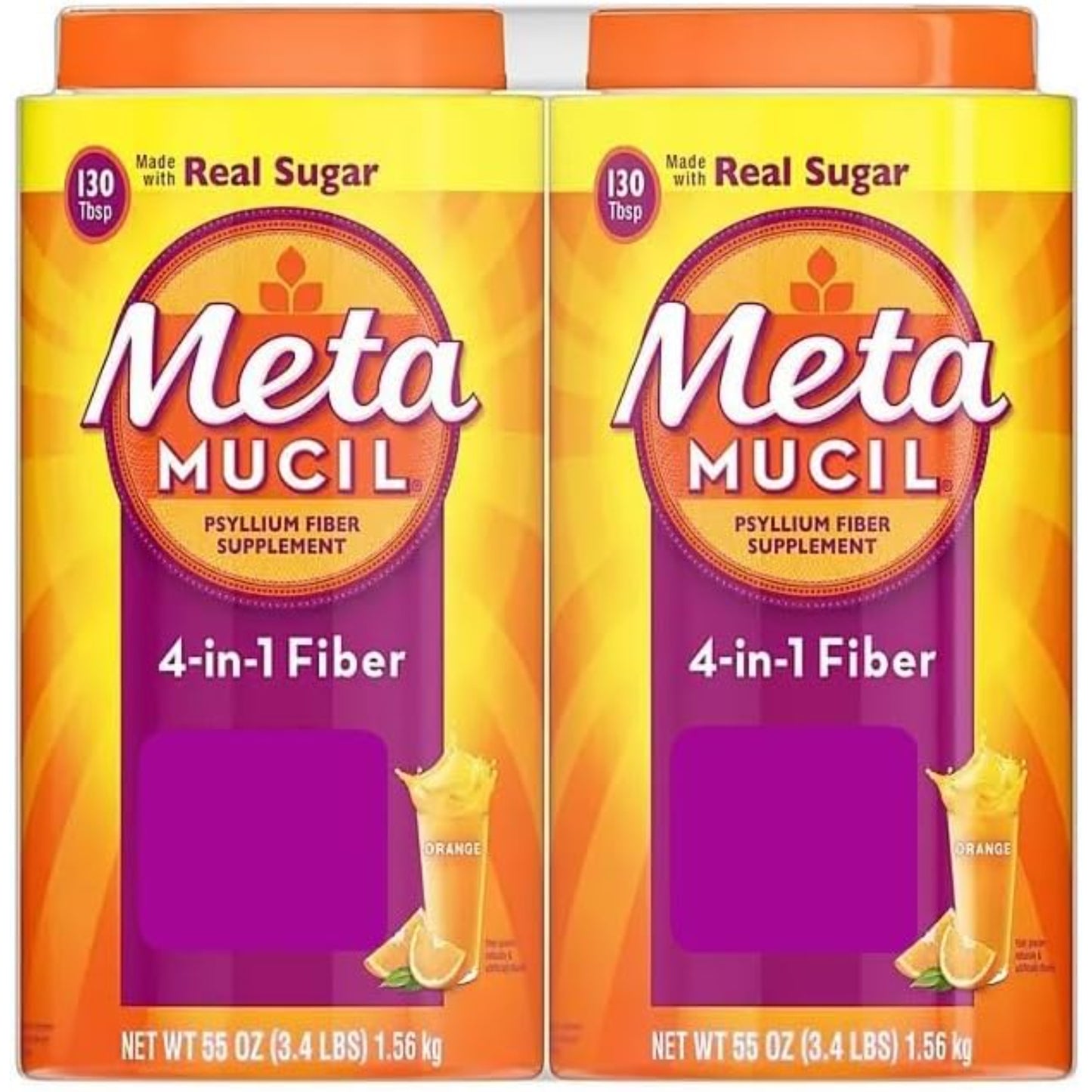 Metamucil, 4-in-1 Fiber with Real Sugar, Orange Flavor