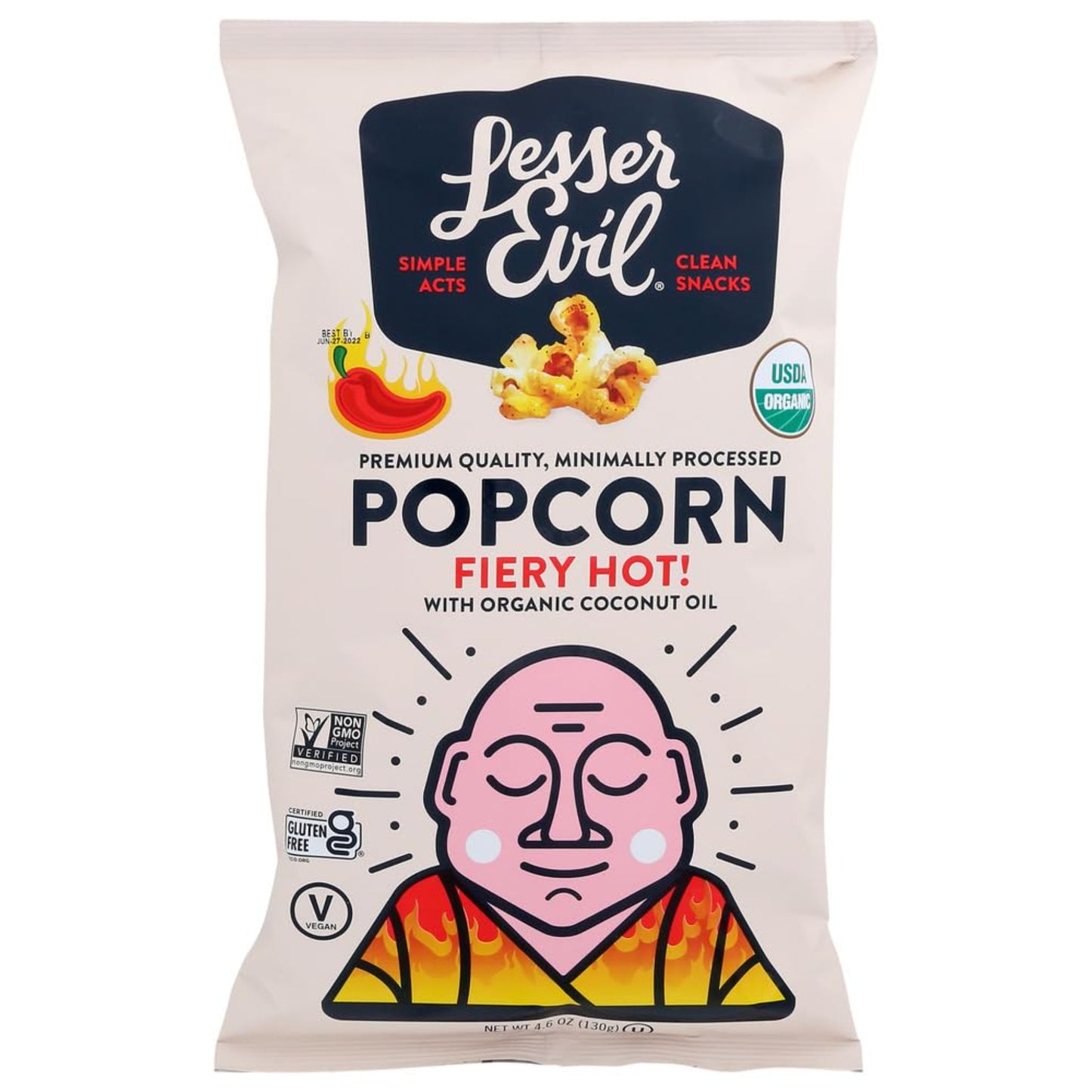 LesserEvil Fiery Hot Organic Popcorn