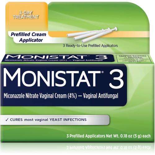 Monistat 3 Day Yeast Infection Treatment for Women, 3 Miconazole Pre-Filled Cream Applicators, 1 Pack