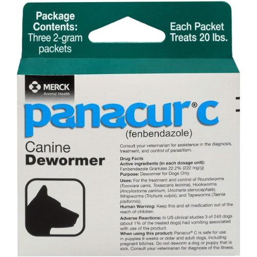 Panacur C Canine Dewormer (fenbendazole), 2 gram,White