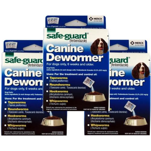 Safe-Guard Canine Dewormer For Dogs Only, 6 Weeks and Older, 9 Pouches Total(3 Packages with 3 Pouches each)