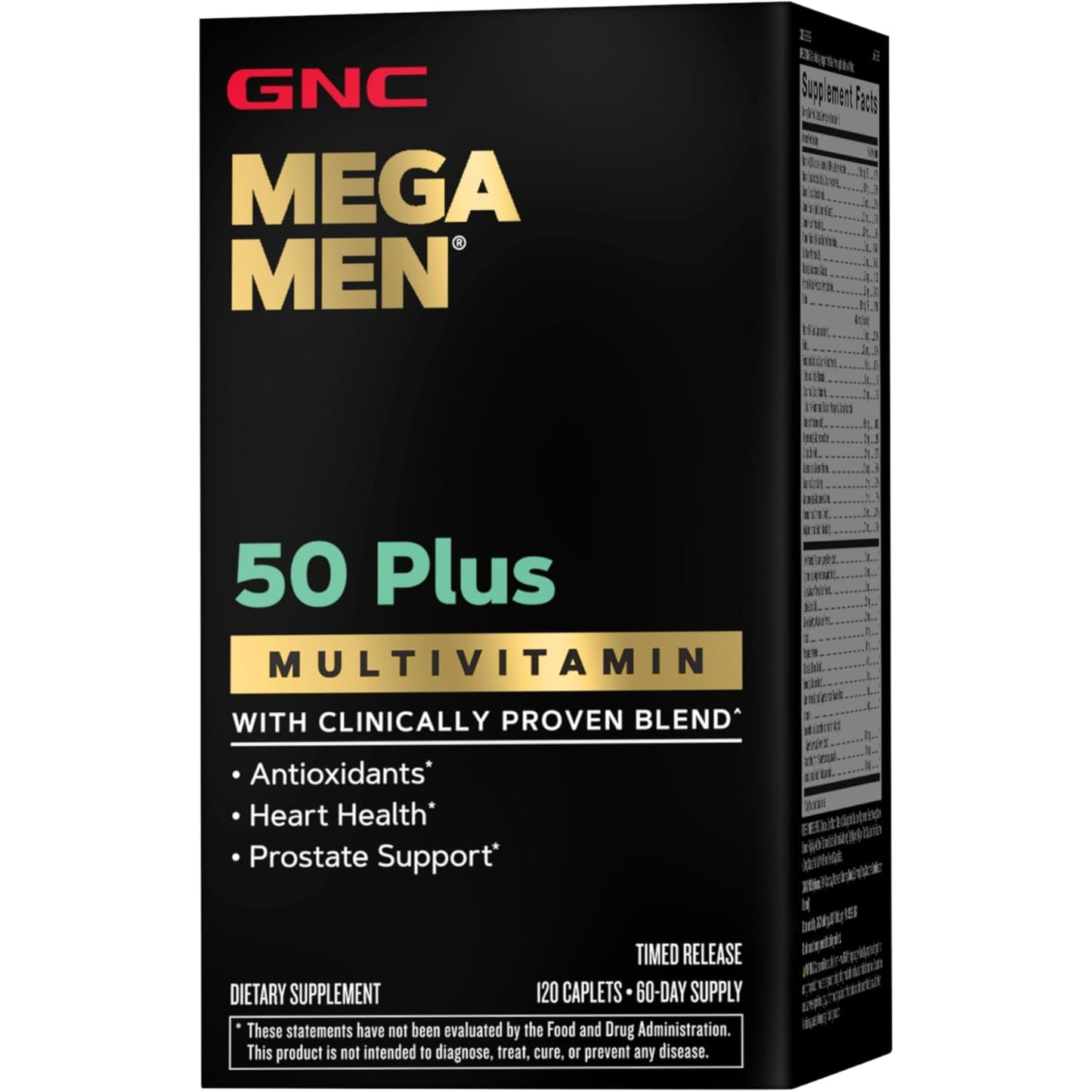 GNC Mega Men 50 Plus Multivitamin | Heart Health | Prostate and Circulatory Support | 120 Count