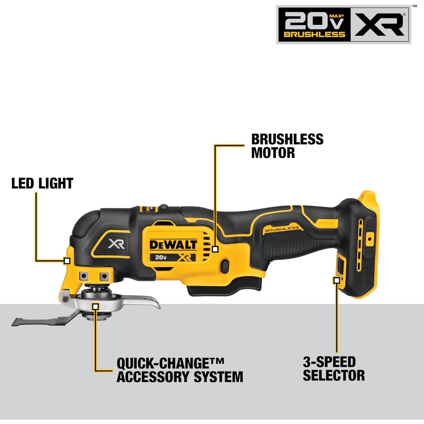 20V MAX XR Oscillating Tool Kit, 3 Speed with Blades, Battery and Charger Included (DCS356C1)