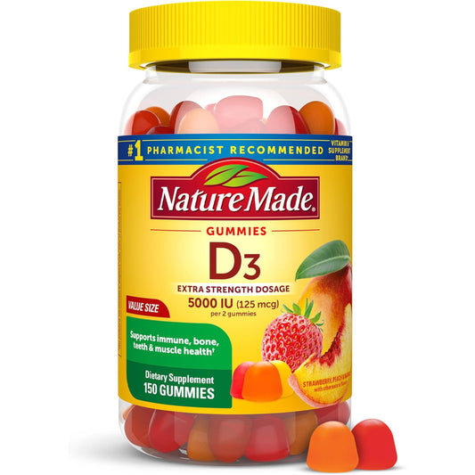 Nature Made Extra-Strength Vitamin D3 5000 IU (125 mcg) Gummies (200 Count)