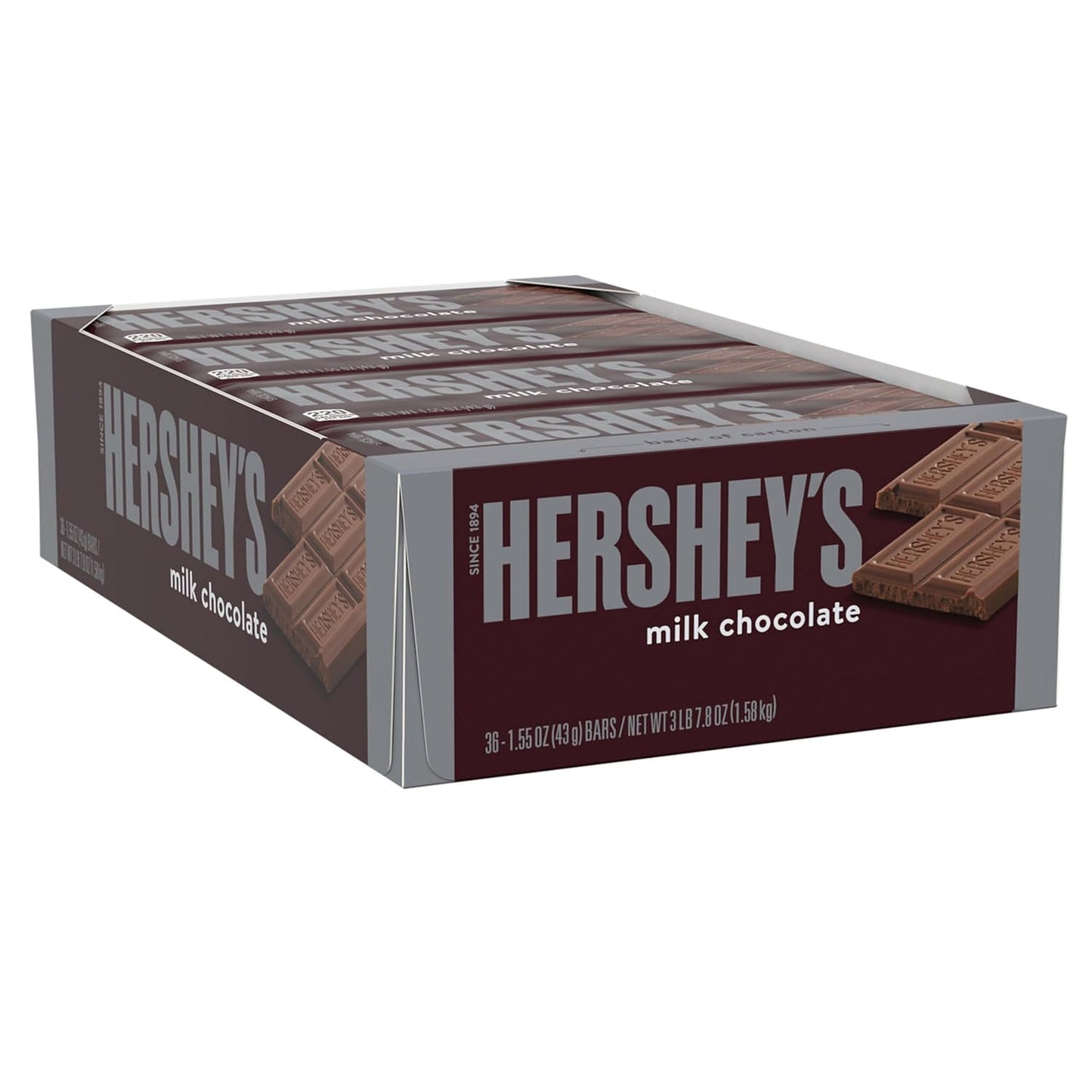 HERSHEY'S Milk Chocolate Candy Bars, 1.55 oz (36 Count)