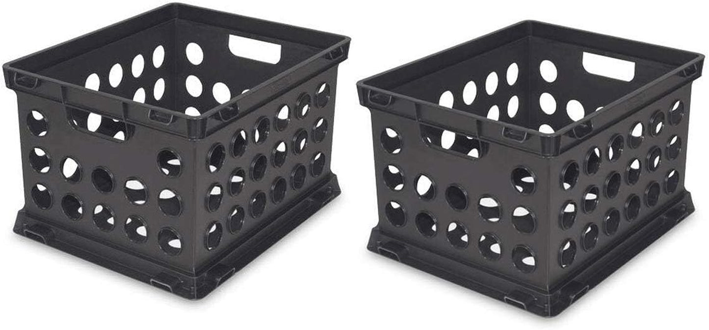 16939006 Plastic Heavy Duty File Crate Stacking Storage (2 Pack)