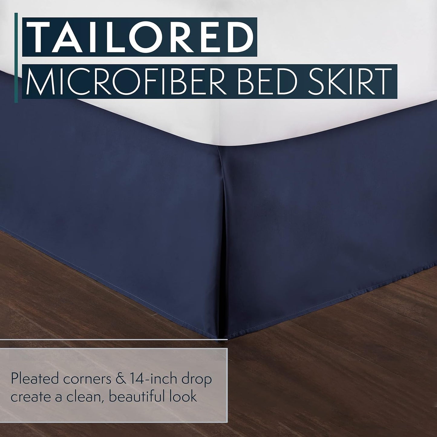 HC Collection Twin Bed Skirt, Soft Microfiber Box Spring Cover - 14" Inch Drop