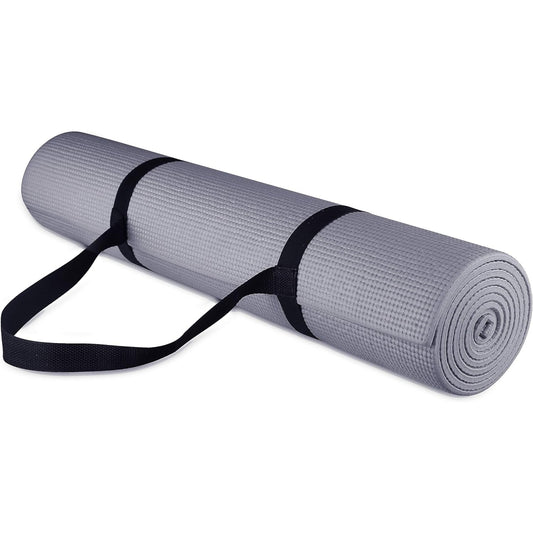 All Purpose 1/4-Inch High Density Anti-Tear Exercise Yoga Mat with Carrying Strap, Multiple Colors