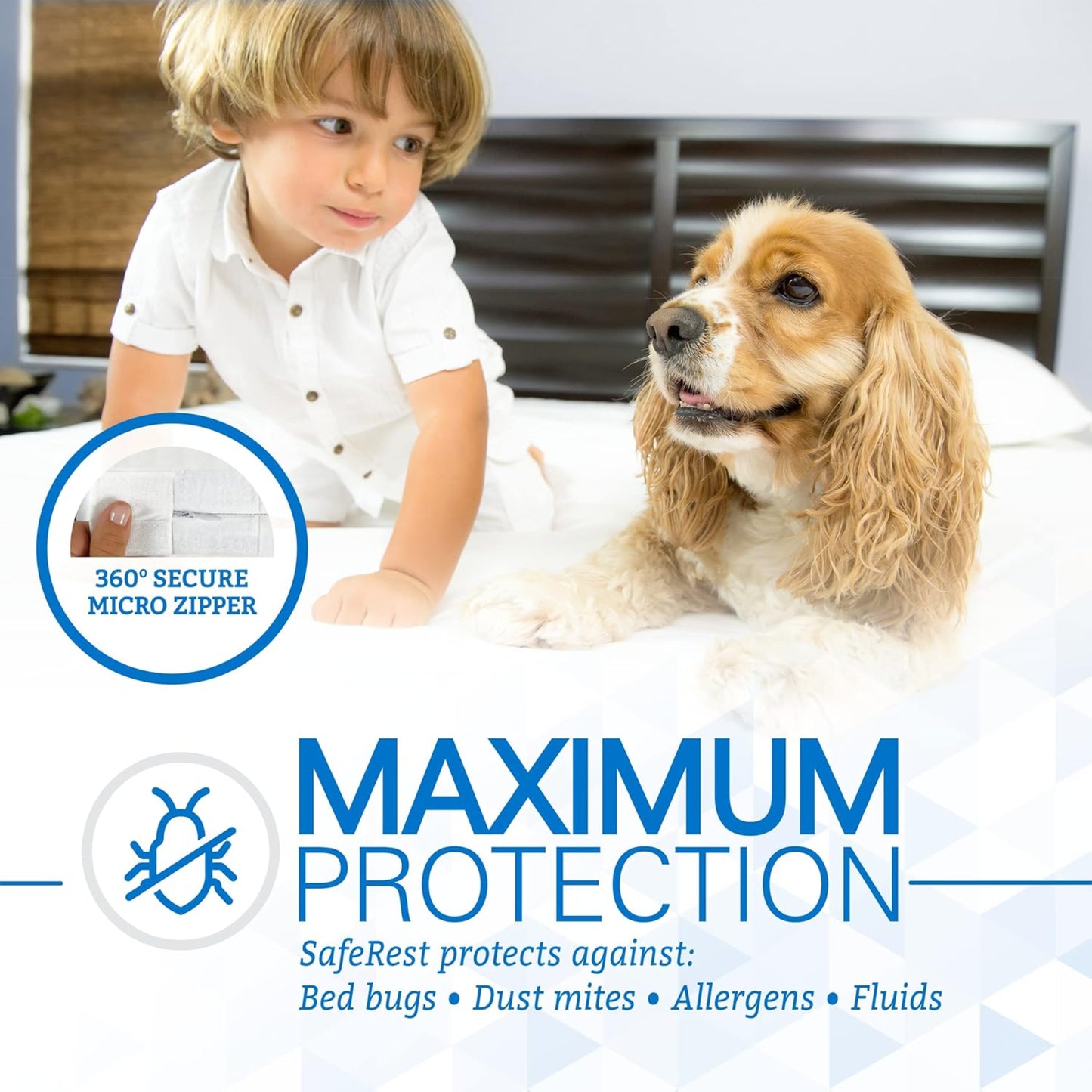 SafeRest Zippered Mattress Protector - Premium 9-12 Inch Waterproof