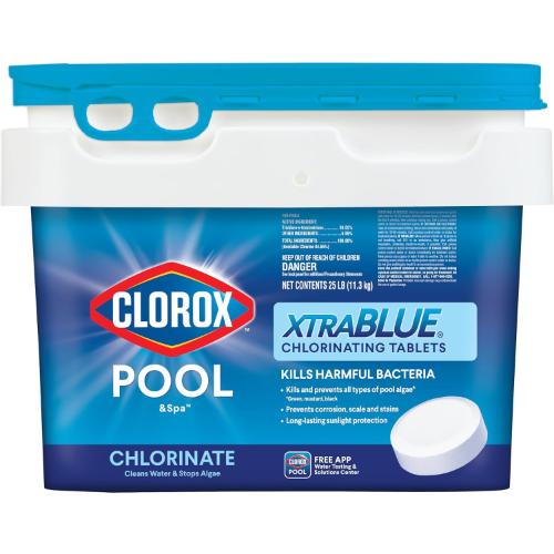 Clorox® Pool&Spa™ XtraBlue 3” Swimming Pool Chlorinating Tablets, Kills Bacteria & Stops Algae (25 LB)