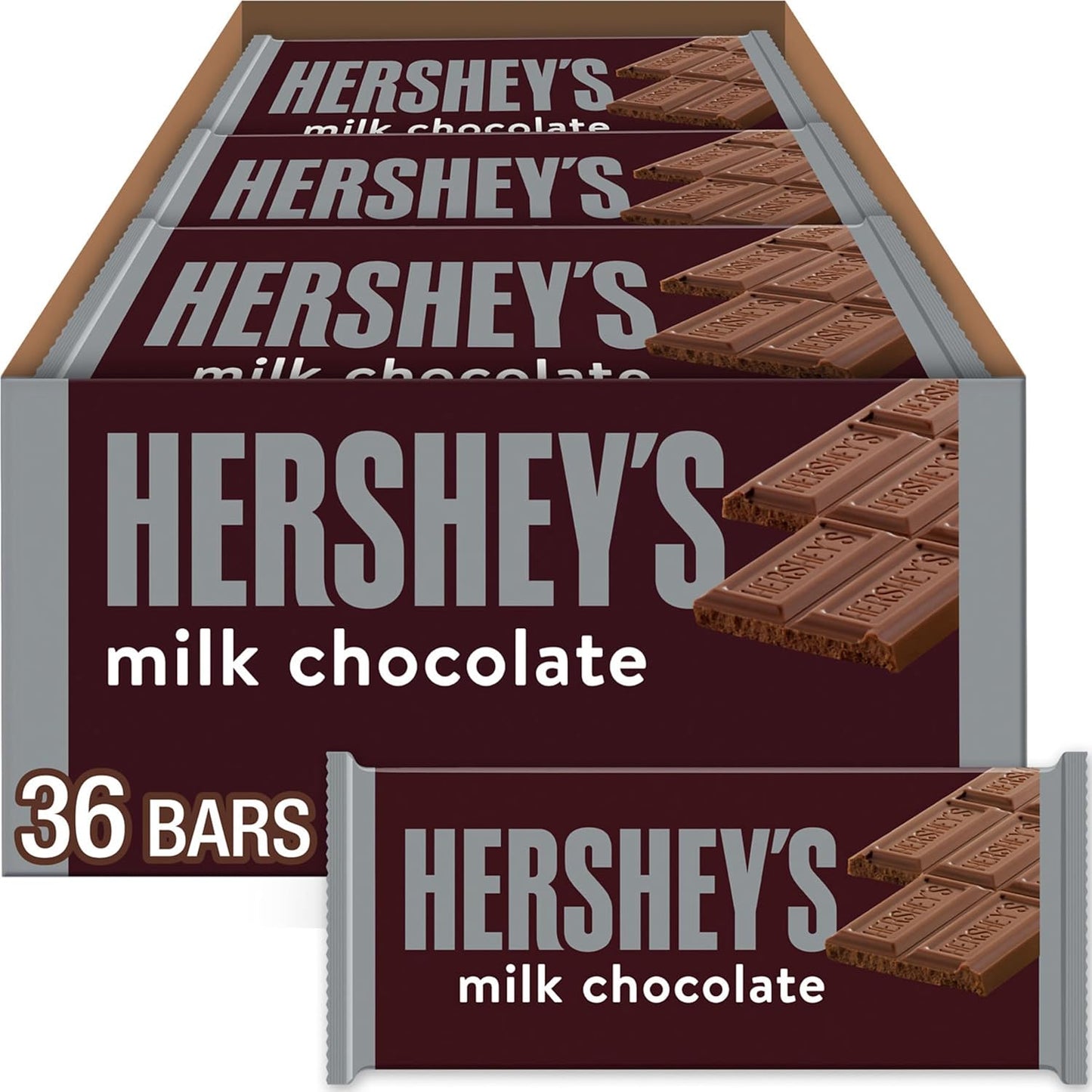 HERSHEY'S Milk Chocolate Candy Bars, 1.55 oz (36 Count)