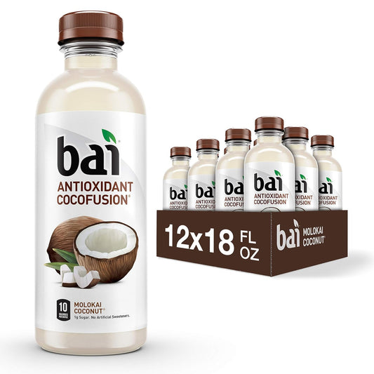 Bai Coconut Flavored Water, Antioxidant Infused Drink, 18 Fluid Ounce Bottles, (Pack of 12)