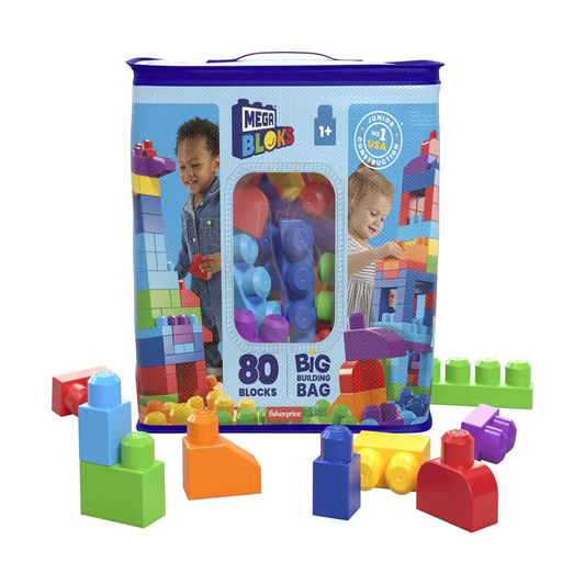BLOKS 80-Piece Big Building Bag Blocks for Toddlers 1-3