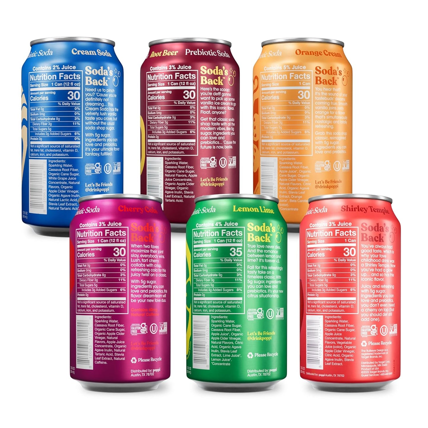 Poppi Sparkling Prebiotic Soda Beverage with Apple Cider Vinegar, Seltzer Water and Fruit Juice, Major Mix Variety Pack 12 Fl Oz, Pack of 12, Packaging May Vary