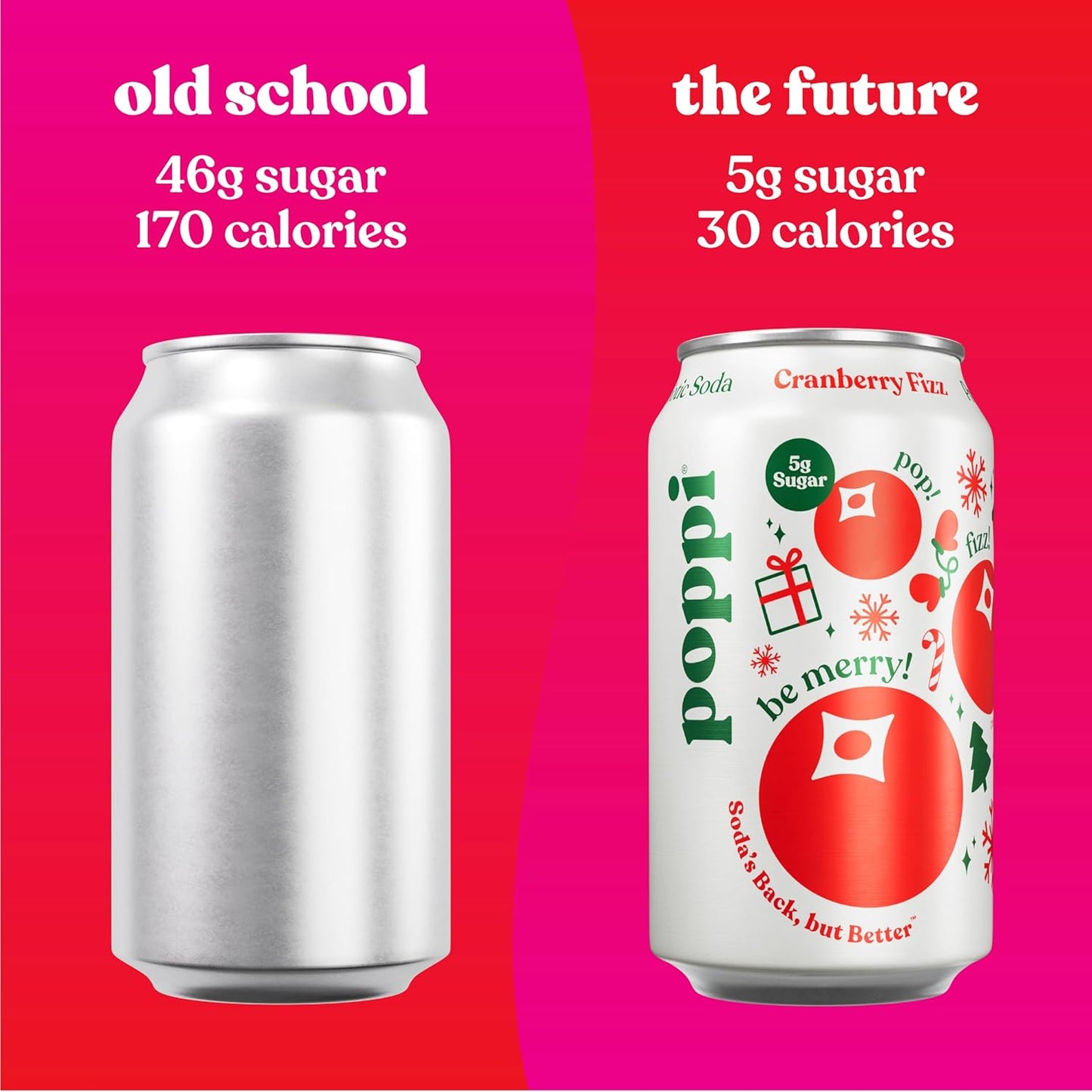 Poppi Sparkling Prebiotic Soda Beverage with Apple Cider Vinegar, Seltzer Water and Fruit Juice, Cranberry Fizz Flavor, 12 Fl Oz, Pack of 12, Packaging May Vary