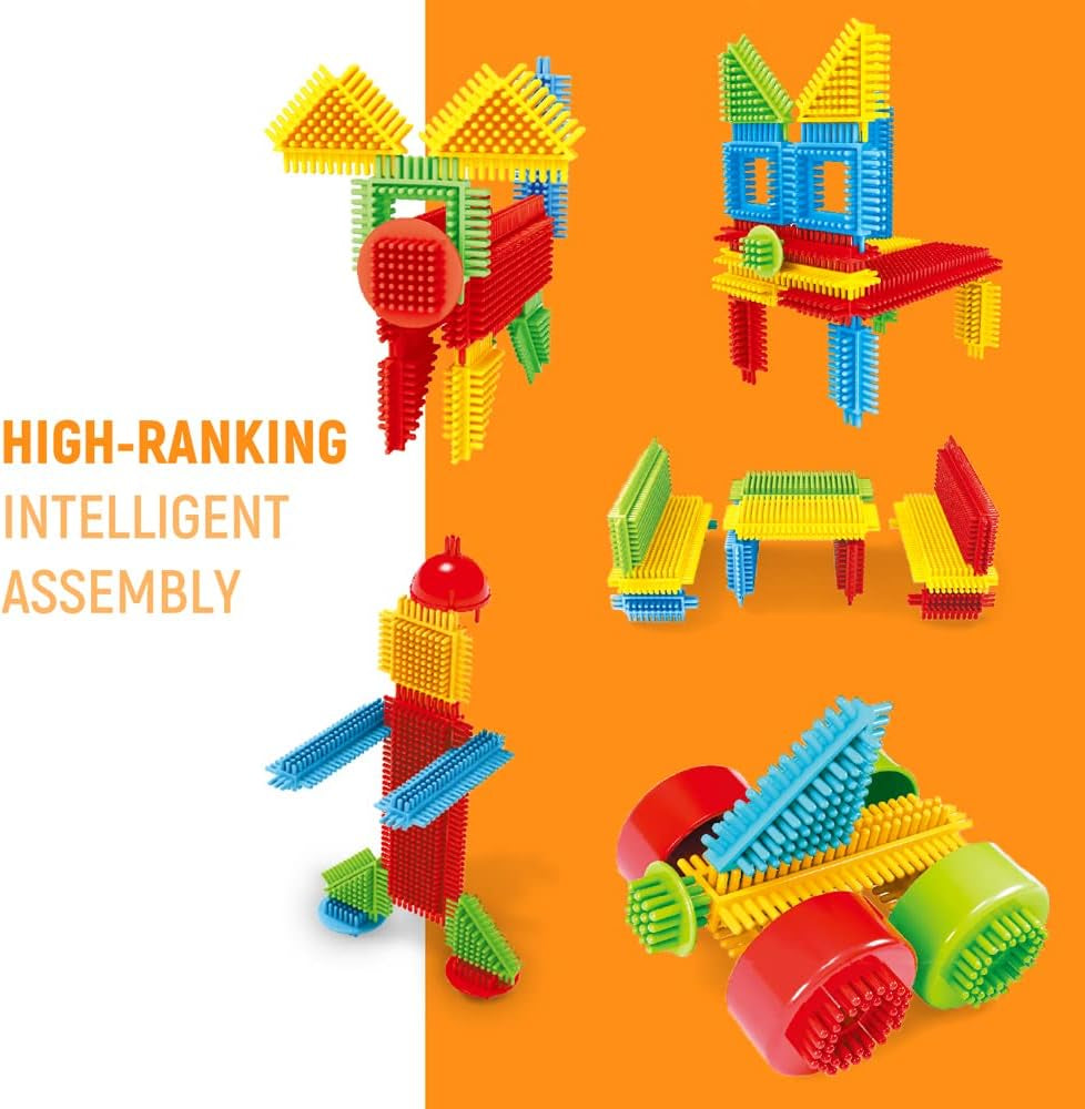My First Baby Building Toys, 150Pcs Bristle Shape 3D Building Blocks Toy Set for Kids Ages 3-8 Years Old, STEM Educational Preschool Toys