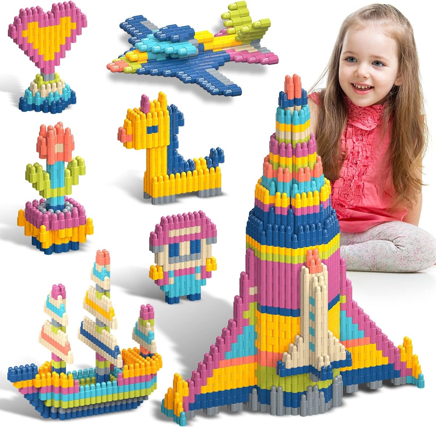 Kids 1120Pcs Building Blocks Set Educational STEM Building Toy, Construction Block Toys Set Learning Playset Kit for Boys Girls, Child Brain Development Preschool Kindergarten Toy Age 3+