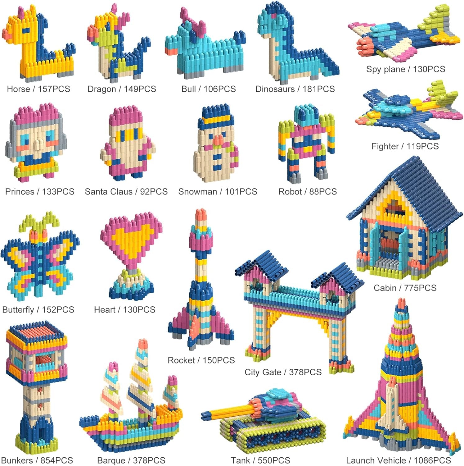 Kids 1120Pcs Building Blocks Set Educational STEM Building Toy, Construction Block Toys Set Learning Playset Kit for Boys Girls, Child Brain Development Preschool Kindergarten Toy Age 3+