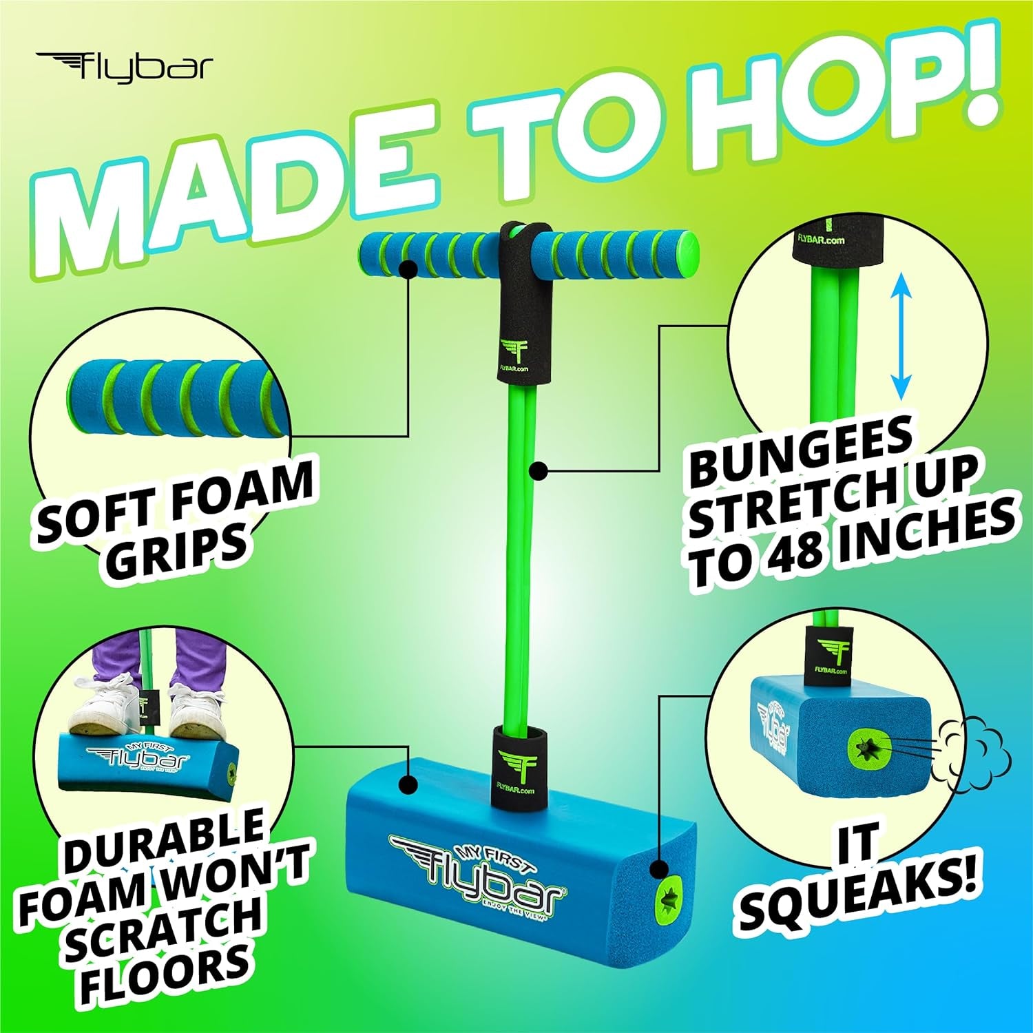 My First Foam Pogo Jumper for Kids Fun and Safe Pogo Stick for Toddlers, Durable Foam and Bungee Jumper for Ages 3 and Up, Supports up to 250Lbs