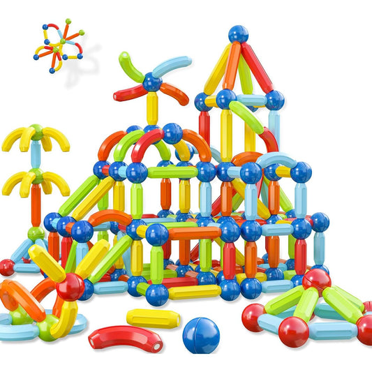 Toddler Magnetic Blocks Building Toys, Kids Montessori Toys for 3 4 5+ Year Old Girls Boys, Educational Magnetic Sticks and Balls Learning Stem Preschool Toys, Construction Sensory Toys Birthday Gifts
