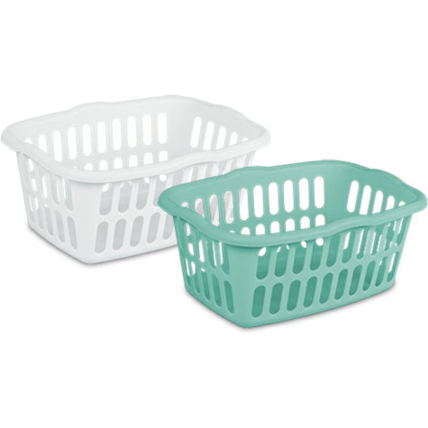 Laundry Basket - RECT-1.5-bushel Asst - White/Aqua