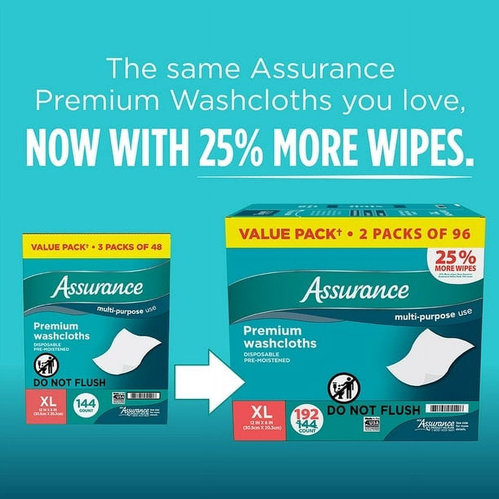 Washcloths Value Pack 192 Count Carton, More Wipes