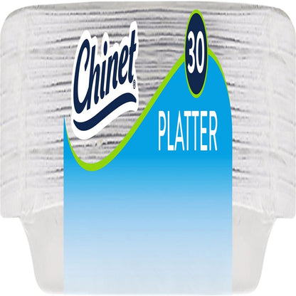 Classic® Premium Disposable Paper Platters, White, 12 ⅝ X 10", 30 Count