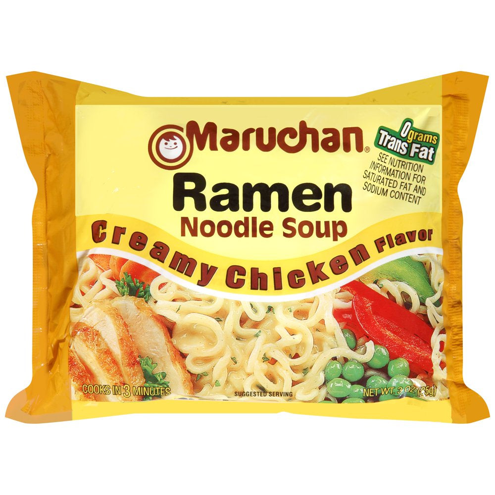 Creamy Chicken Ramen Noodles, 3 Oz Packaged Soup, 24 Pack Ready to Cook