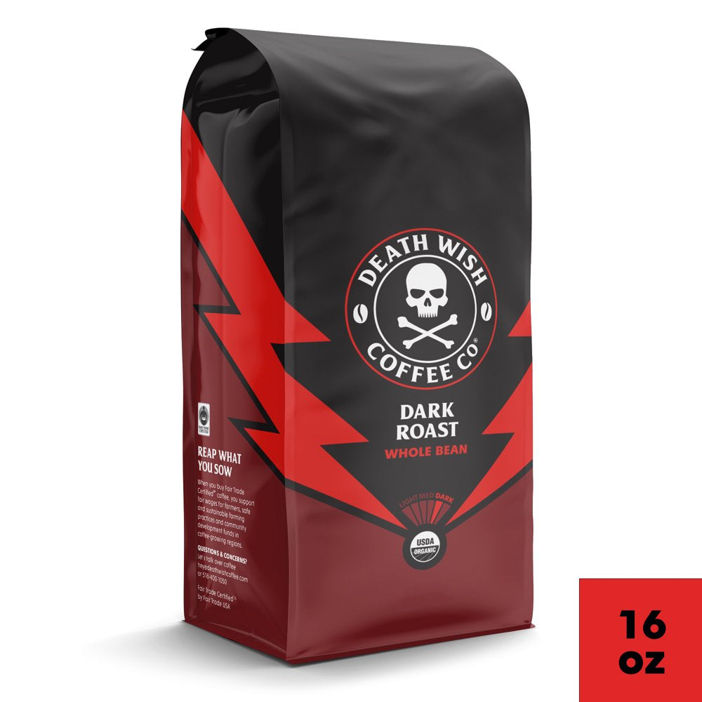 , Organic and Fair Trade Dark Roast Whole Bean Coffee, 16 Oz