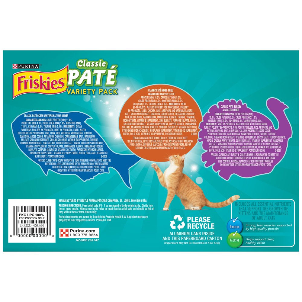 Purina  Classic Pate Wet Cat Food Variety Pack, 5.5 Oz Cans (24 Pack)